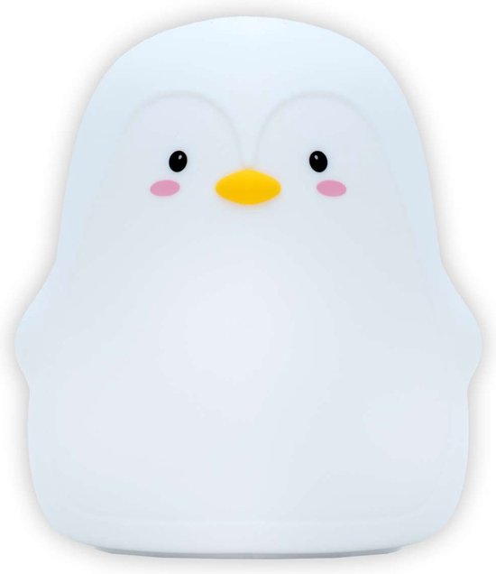 Intirilife nachtlampje voor kinderen met 7 kleuren - Witte pinguïn - 11,5 x 11 x 13 cm - Schattige nachtlamp decoratie gemaakt van siliconen Oplaadbaar met kabel Nachtlampje cadeau van Intirilife