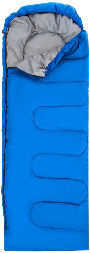 Intirilife Slaapzak geschikt voor 0 - 5 graden gemaakt van Blauw polyester met een afmeting van 210 x 75 cm - Voor comfortabele warme nachten in de lente, herfst en winter van INTIRILIFE