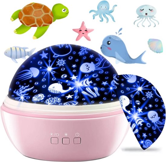 Itagala Baby Projector - Sterrenprojector - Nachtlamp - Sterrenhemel - Oceaan - Bedlampje - Galaxy Projector - Roterende kinderlamp met Sterren Hemel Projectie - USB - Roze van Itagala