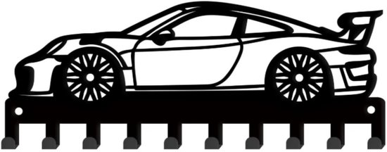 Janse® Auto kapstok 10 haken - 25cm - Sport auto kapstok - Sleutelrek - Medaille rek - Haken - Wandkapstok - Kinderkamer - Stoere kapstok - Auto design - Jongenskamer
