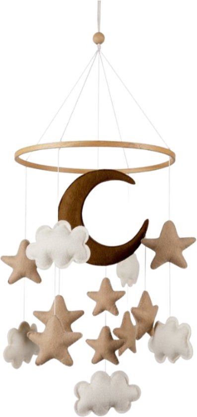 Jean’s goods Baby mobiel Sterren - Beige - Vilt - Boxmobiel - Kraamcadeau