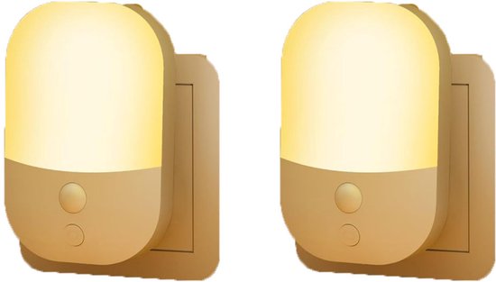 JeiibrZui 2 Nachtlampjes - Nachtlampje Met Bewegingssensor - Instelbare Helderheid 5 Niveaus Warm Licht - 2 Stuks - Voor Slaapkamer Kinderen - Wit van Merkloos