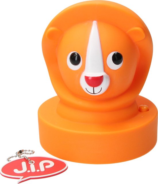 Jip Dieren Lamp Leeuw - Nachtlampje voor Kinderen 15cm - Nachtverlichting Jongens en Meisjes - Oranje van Jip