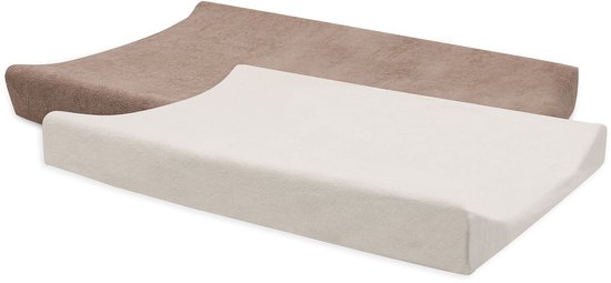 Jollein Aankleedkussenhoes - 50x70cm - Badstof - Milky Coffee/Ivory - 2 stuk
