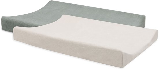 Jollein Aankleedkussenhoes - 50x70cm - Badstof - Sea Green/Ivory - 2 stuk