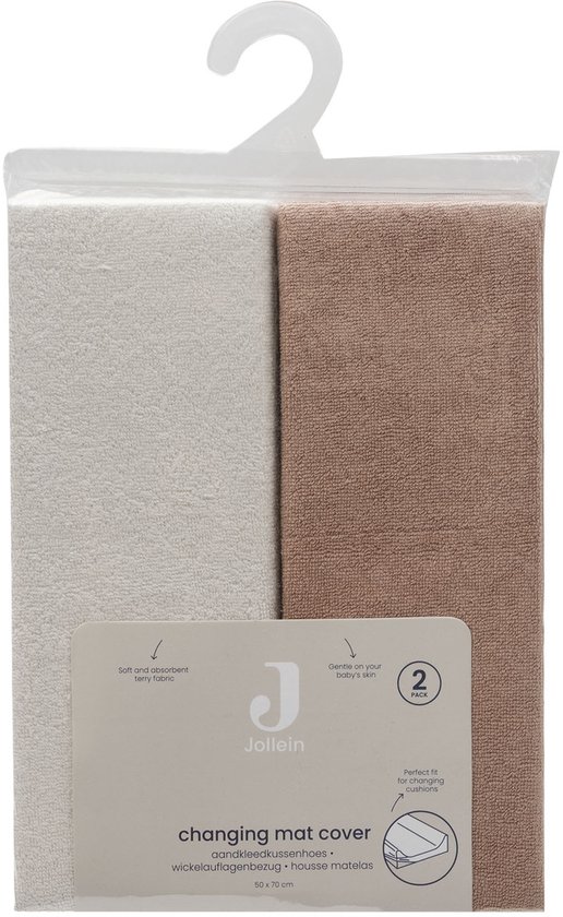Jollein Aankleedkussenhoes Badstof 50x70cm Light Terra/Oatmeal (2p)