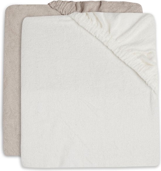 Jollein - Aankleedkussenhoes Badstof 50x70cm - Zachte Hoes Baby Aankleedkussen - Ivory/Nougat - 2 Stuks