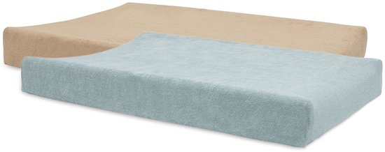 Jollein Aankleedkussenhoes Badstof 50x70cm - Zachte Hoes Baby Aankleedkussen - Sea Green/Biscuit - 2 Stuks