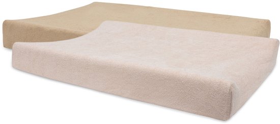 Jollein Aankleedkussenhoes Badstof 50x70cm - Zachte Hoes Baby Aankleedkussen - Wild Rose/Biscuit - 2 Stuks