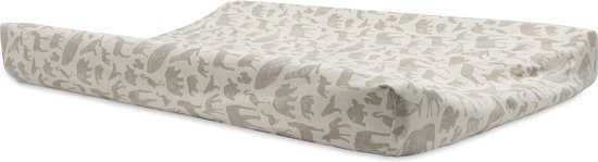 Jollein - Aankleedkussenhoes Jersey 50x70cm - Zachte Hoes Baby Aankleedkussen - Animals - Nougat