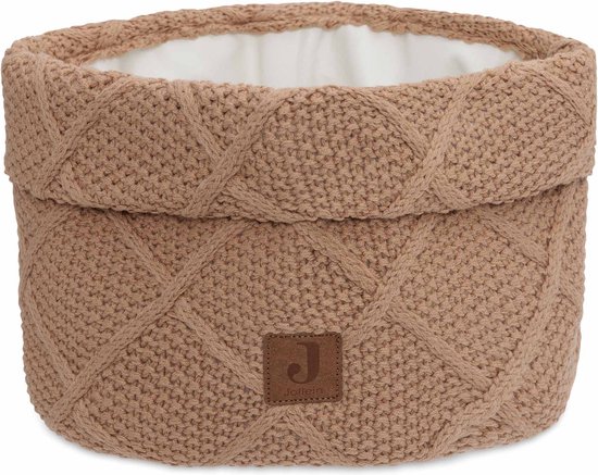 Jollein - Commodemandje - Commode Mandje voor Babykamer- 14x18cm - Opbermand - Check Knit Biscuit