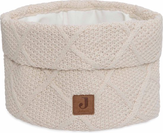Jollein - Commodemandje - Commode Mandje voor Babykamer- 14x18cm - Opbermand - Check Knit Oatmeal