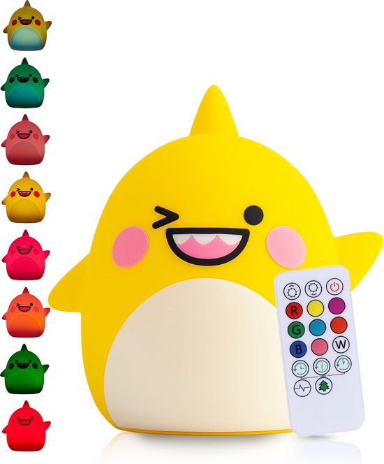 Kadoing® Baby Shark Nachtlamp (Groot) - met Tikfunctie en Afstandsbediening - Oplaadbaar - LED Lamp - Babyshower - Kraamcadeau - Babykamer - Verjaardag Kinderen - Kinderkamer - Kinderspeelgoed - Speelgoed Cadeau - Kinderlamp van Kadoing