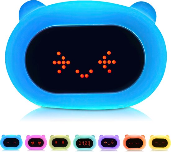 Kadoing® Beer Kinderwekker - met Gezichtsuitdrukkingen en Tikfunctie - Wake Up Light Voor Kinderen - Slaaptrainer - Slaapwekker - Nachtlamp - Speelgoed Wekker Digitaal van Kadoing