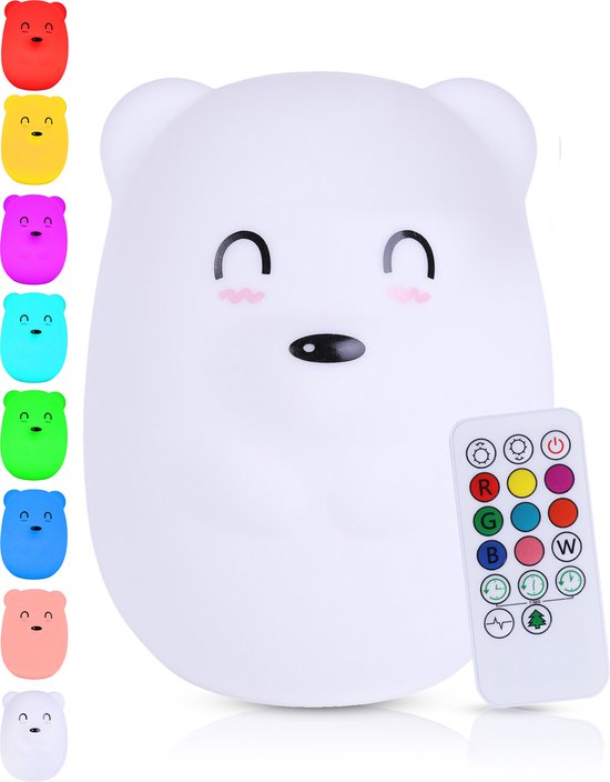 Kadoing® Beer Nachtlamp (Groot) - met Tikfunctie en Afstandsbediening - Oplaadbaar - Baby Lamp - Speelgoed Cadeau - Nachtlampje Kinderen - Premium Kinderlamp van Kadoing