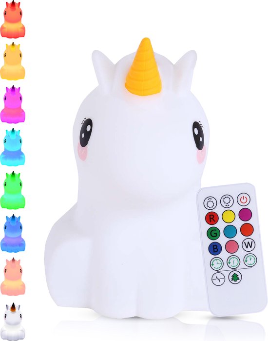 Kadoing® Eenhoorn Nachtlamp (Groot) - met Tikfunctie en Afstandsbediening - Oplaadbaar - Nachtlampje Baby - Speelgoed Cadeau Kinderen - Premium Kinderlamp van Kadoing