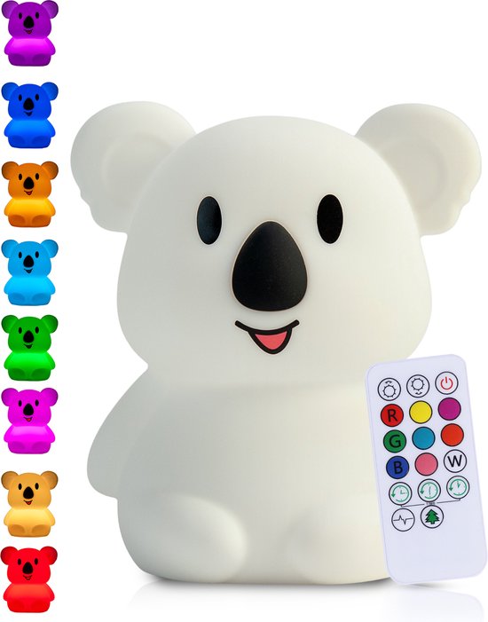Kadoing® Koala Nachtlamp (Groot) - met Tikfunctie en Afstandsbediening - Oplaadbaar - Nachtlampje Baby - Gender Reveal - Kraamcadeau - Babykamer - Verjaardag Kinderen - Kinderspeelgoed - Speelgoed Cadeau - Kinderlamp van Kadoing