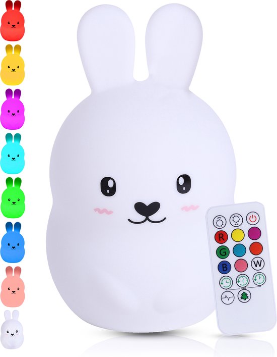 Kadoing® Konijn Nachtlamp (Groot) - met Tikfunctie en Afstandsbediening - Oplaadbaar - Lamp - Babyshower - Kraamcadeau - Babykamer - Nachtlampje Kinderen - Kinderspeelgoed - Speelgoed - Nijntje Kinderlamp van Kadoing