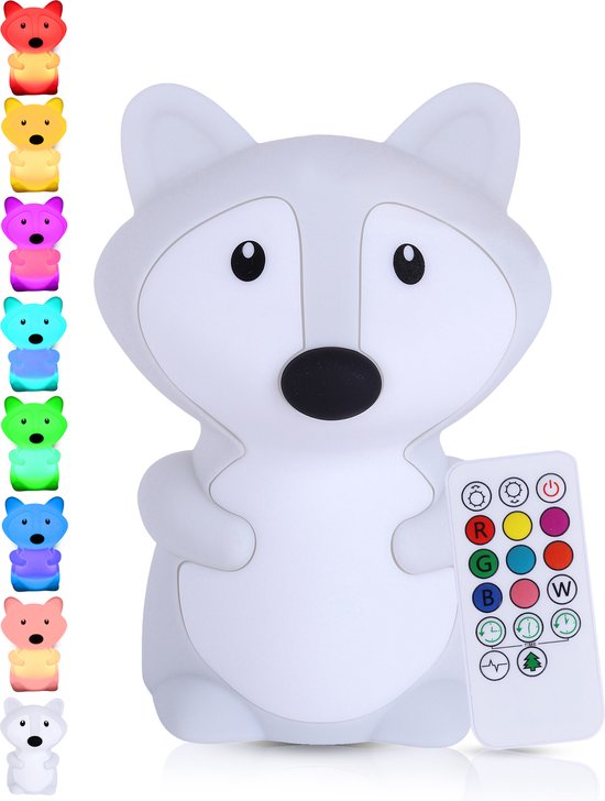 Kadoing® Vos Nachtlamp (Groot) - met Tikfunctie en Afstandsbediening - Oplaadbaar - Baby Lamp - Speelgoed Cadeau - Nachtlampje Kinderen - Premium Kinderlamp van Kadoing