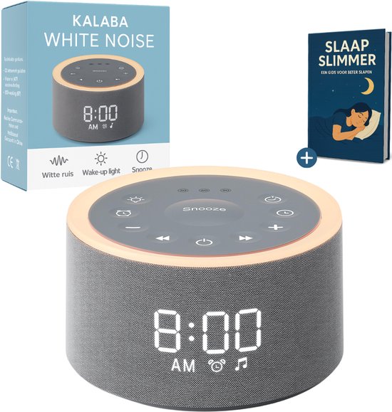 Kalaba White Noise – Slaaptrainer met Nachtlampje – Witte Ruis & Timer – Wekker van Kalaba