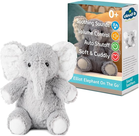 Kalmerende geluidsmachine in reisformaat voor kinderen - Pluche dier met 4 witte geluiden en automatische uitschakeling van Merkloos