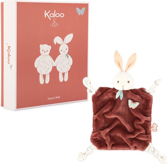 Kaloo Plume - Doudou Knuffeldoekje Konijn Kaneel - De Doudou Bevat 4 Knopen Die Ideaal Zijn Voor Je Baby Om Mee Te Spelen Of Om Op Te Kauwen - Geleverd In Een Mooie Geschenkdoos van Kaloo