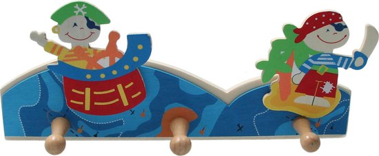 kapstok piraat - kinderkapstok - 3 haken - stoer - 29 cm van Budgetland
