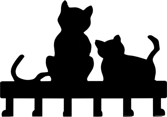 Kapstok poes kat kinderkamer - wandkapstok poezen katten 6 haken babykamer van VDD