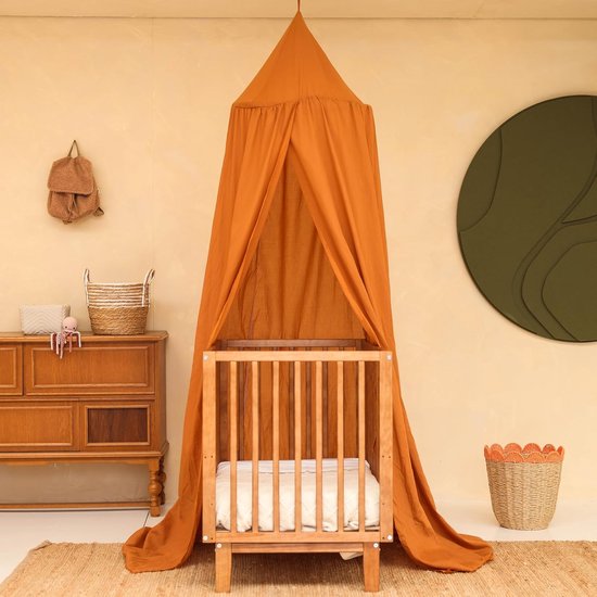 Karamel Hemeltje voor Kinderkamer - Klamboe voor Wieg, Bed & Speelkamer - Hemel Sluier voor Babybed - Rond Hemelbed voor Baby