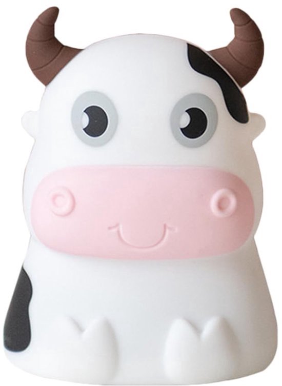 KARZO - Cow Night Light Tap Nachtlampje Batterij Gevoerd Cartoon Koe Lampen Schellamp Oplaadbare USB Lamp Decoratieve Nachtlampen Bureau Lamp Dier Silica Gel Peuter van KARZO