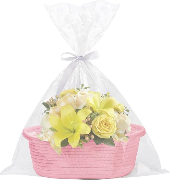 Katoenen Opbergmanden - Babymand Organizer - Babykamer Opbergen - Met Handgrepen - 21x13x13cm - Roze