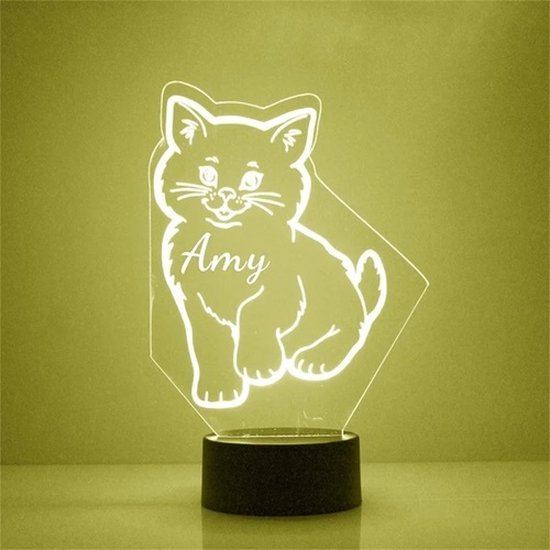 Kattenlamp met naam - nachtlamp - Kat - cadeau - lamp van Yoursurprise
