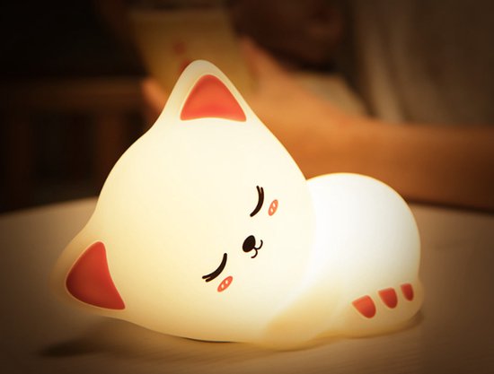 Kattennachtlampje voor kinderen, babynachtlampje, oplaadbaar babynachtlampje voor kinderen, draagbaar led-babynachtlampje voor meisjes en jongens, draagbaar siliconen nachtlampje, lichtgevend cadeau, babynachtlampje van Merkloos