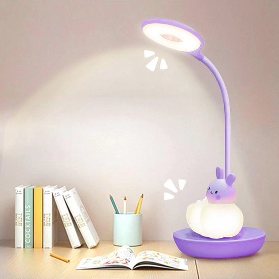 Kawaii Kids Desk Lamp with 3 Lighting Modes - Dimmable Touch Sensor Bedside Reading Light