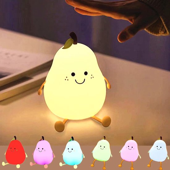 Kawaii Peervormig Nachtlampje voor Kinderen - Dimbaar, Touch, Kleurverandering - Veilig en Zacht voor Baby's en Peuters