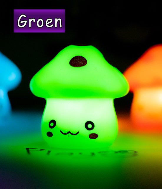 Kawaii - Schattig Paddenstoel Nachtlampje - Groen (RGB) van Balvi