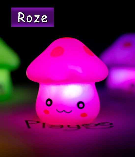 Kawaii - Schattig Paddenstoel Nachtlampje - Roze (RGB) van Merkloos