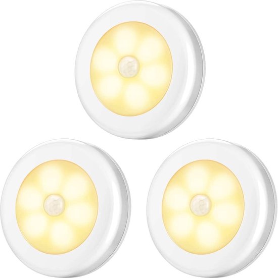 KCVV Led-Nachtlampje 3 stuks- met bewegingsmelder-Nachtlampje Babykamer- Nachtlamp op Batterij -Draadloos Sensor - Kinderen & Baby -wit warm licht van KCVV
