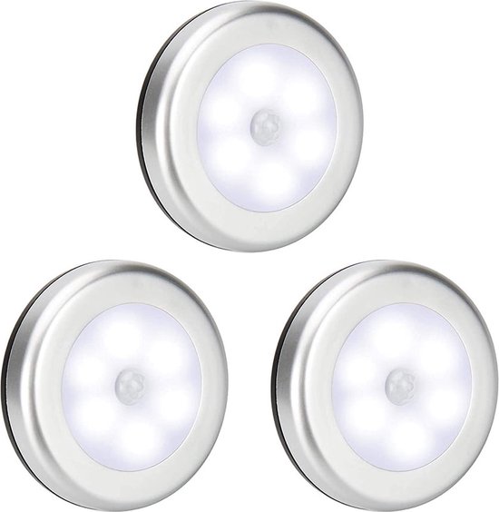 KCVV Led-Nachtlampje 3 stuks- met bewegingsmelder-Nachtlampje Babykamer- Nachtlamp op Batterij -Draadloos Sensor - Kinderen & Baby -Zilverwit licht van KCVV