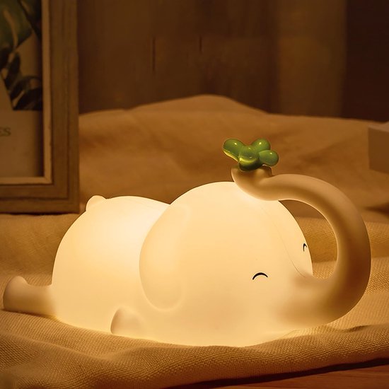 KCVV Nachtlampje-Olifant Nachtlampje-Babykamer-Voedselveilige siliconen- Dimbaar-USB-Opladen-Schattige Olifant van KCVV