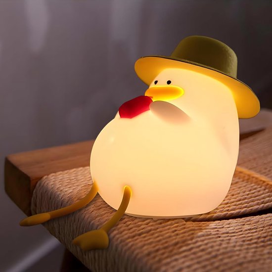 KCVV Schattig Eend Nachtlampje-Food Grade Siliconen Nachtlampje-Duck Touch Nachtlampje-Nachtlampje Kinderen-Nachtlampje-Oplaadbaar-Geel van KCVV