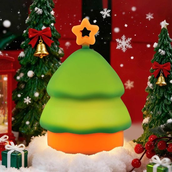 Kerstboomnachtlampje met RGB-modus, dimbaar, babyvoedingsnachtlampje, kan worden opgehangen, schattige kerstverlichting, nieuwigheid, oplaadbare siliconen touch, bedlamp, slaapkamer, slaapzaaldecoratie