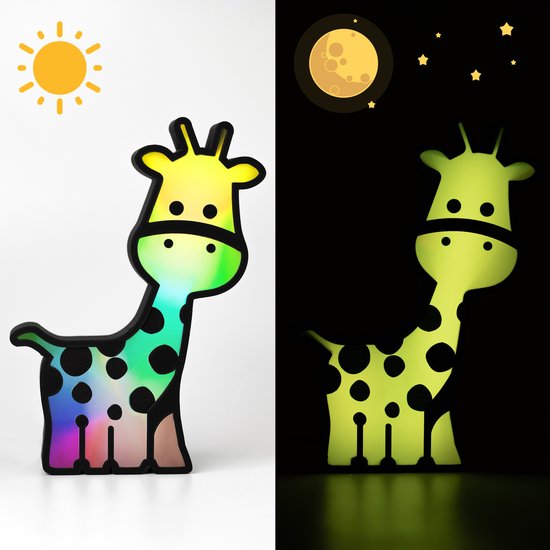KiddieAlarm Giraf Nachtlampje & Slaaptrainer - Kinderwekker - Slaapwekker - Peuterwekker - Baby - Peuter - Tiener - Dag- en nachtritme - Geen lawaai - Stil van KiddieAlarm