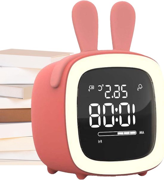 Kids Clock Slaaptrainer met led-wekker, cartoon, licht zacht display, Viatura wekker voor de kinderkamer, nachtkastje, trainingsapparaat