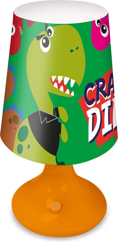 Kids Nachtlamp Dino Junior 18 Cm Groen/oranje van Luminus.