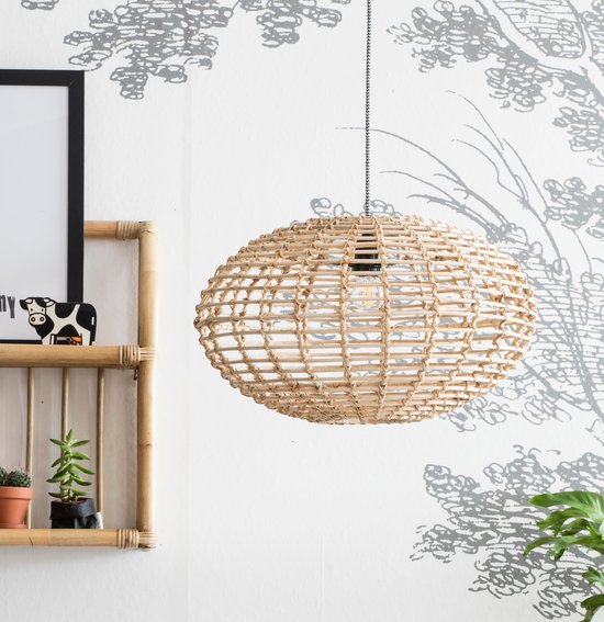 Kidsdepot Pumpkin Hanglamp - Rotan - Natural - E27 - Ø 45cm van Merkloos