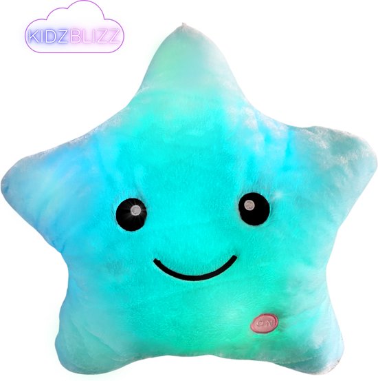 KidzBlizz - Superzacht lichtgevend sterkussen - Lichtgevende knuffel - Multi kleuren kussen - Nachtlampje - Slaapknuffel - kussen met licht - Slaapkussen voor kinderen - Kraamcadeau - Babycadeau - Blauw van Merkloos
