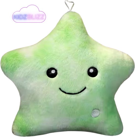 KidzBlizz- Superzacht lichtgevend sterkussen - Lichtgevende knuffel - Multi kleuren kussen - Slaapknuffel - Nachtlampje - kussen met licht - Slaapkussen voor kinderen - Kraamcadeau - Babycadeau - Groen van KidzBlizz