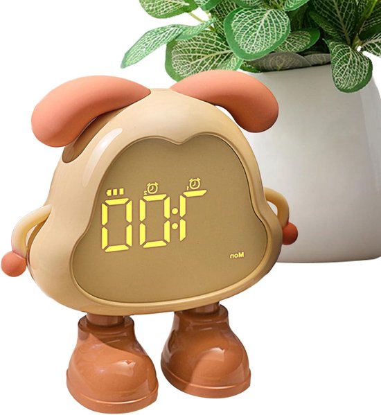 Kinder Digitale Klok - Wekker Huisdier - Kinderen Leren Klokkijken - Met Nachtlampje Oren - 12.5 cm - Geel
