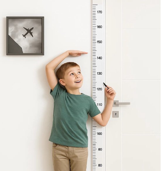 Kinder groeimeter - Transparante 2m groeimeter voor aan de muur - Ophangbaar & verwijderbaar - Nauwkeurige lengtemeter - Duurzaam & beschrijfbaar - Moderne muurdecoratie voor baby- en kinderkamers